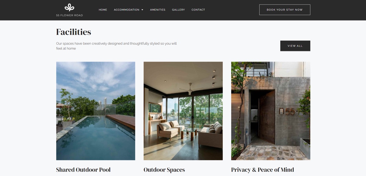 Artrivo minimalist web design project 55 Flower Road luxury apartment interior